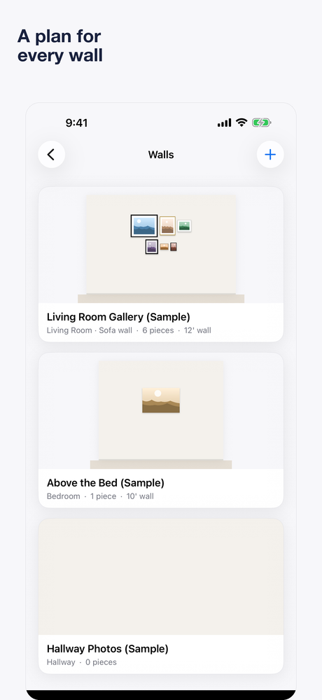Walls — a saved plan for each wall in the house