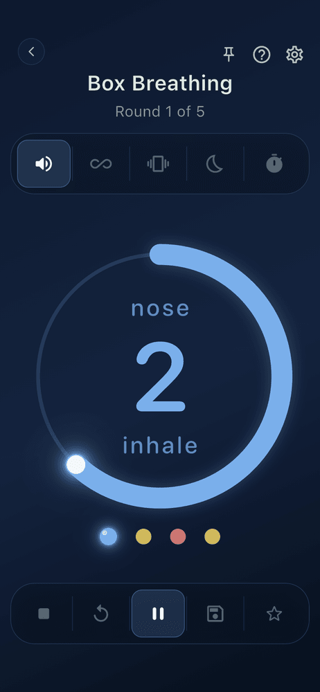 The breathing ring mid-inhale during box breathing