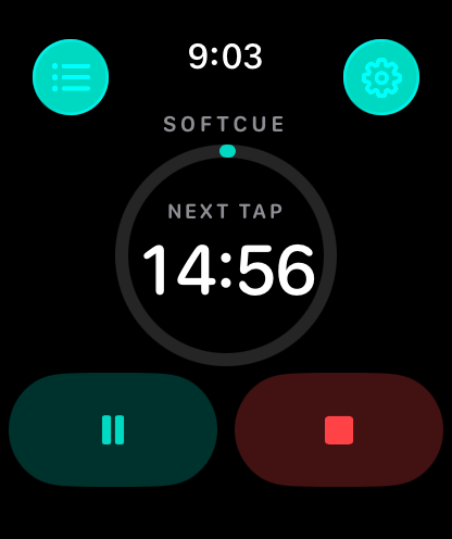 A cue running, with the countdown to the next tap